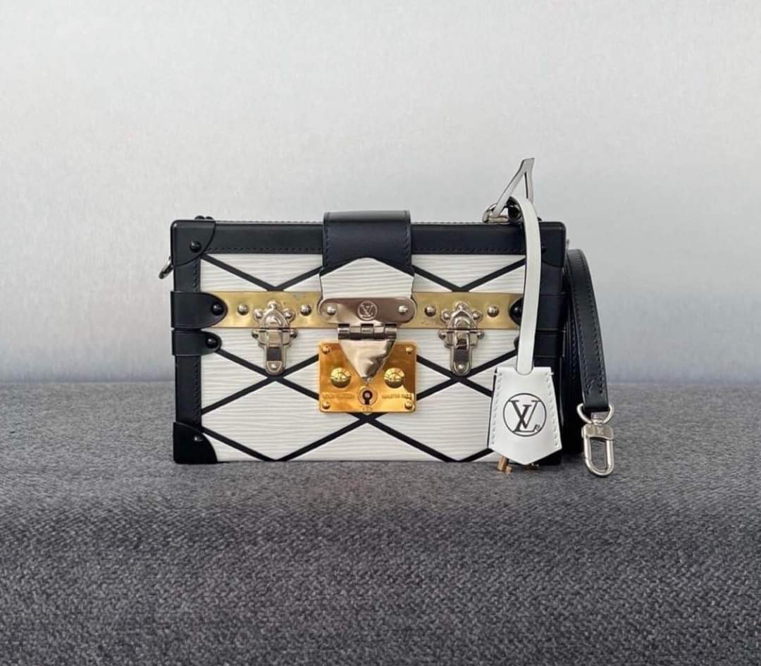 Louis Vuitton Limited Edition White EPI Leather Malletage Petite Malle Bag