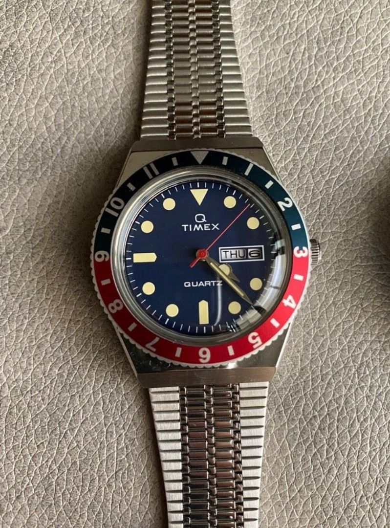 Lowest Price*Q Timex Reissue Men's 38mm Blue Dial Stainless Steel