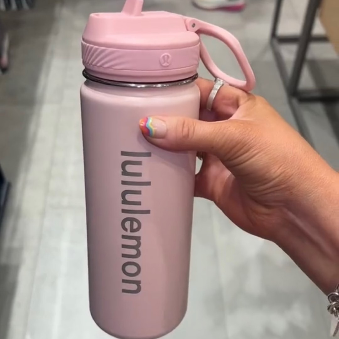 bnwt lululemon 18oz back to life sport bottle straw lid in pink mist,  Furniture & Home Living, Kitchenware & Tableware, Water Bottles & Tumblers  on Carousell