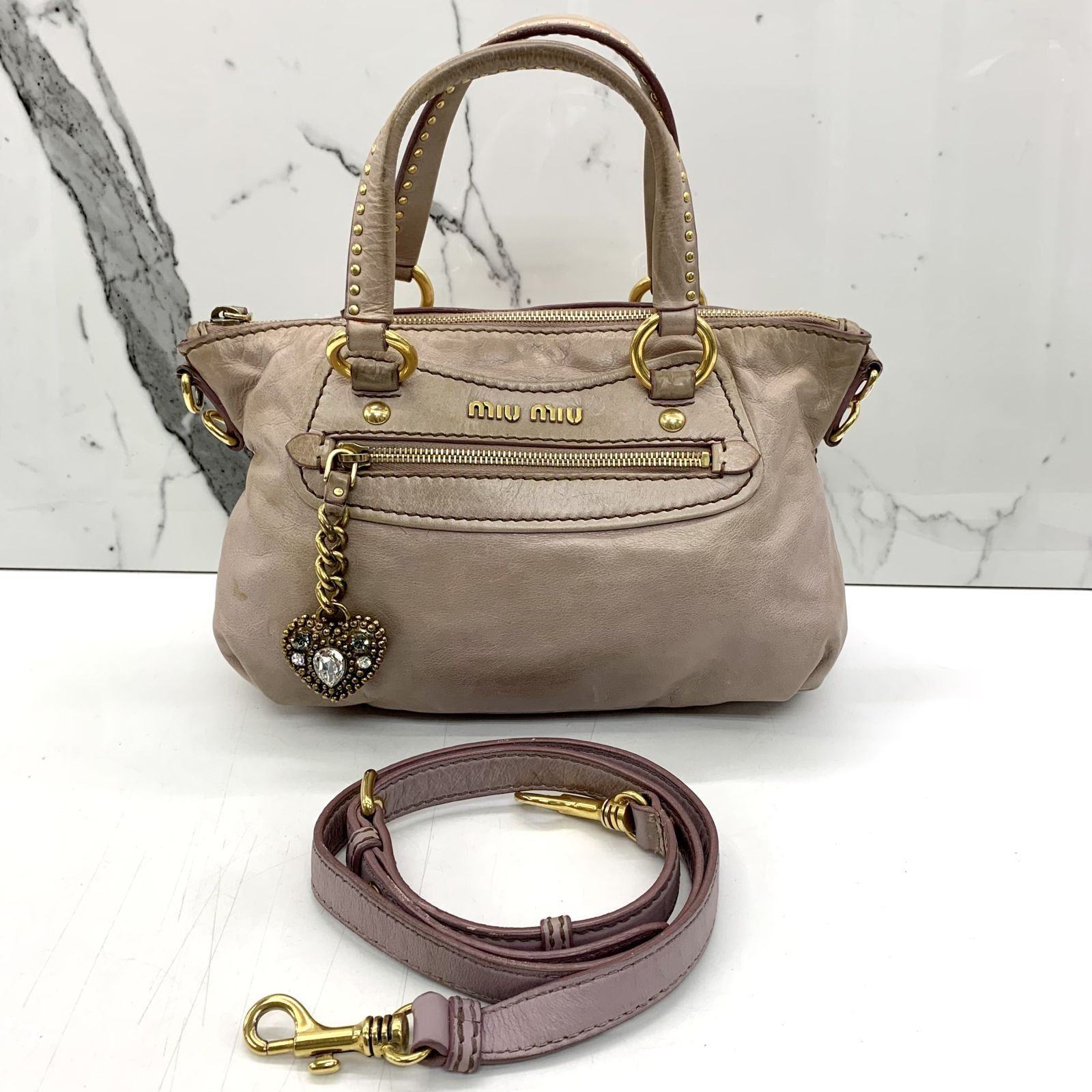 MIU MIU PINK LEATHER 2WAY SHOULDER BAG 237022287 WE, Luxury, Bags 