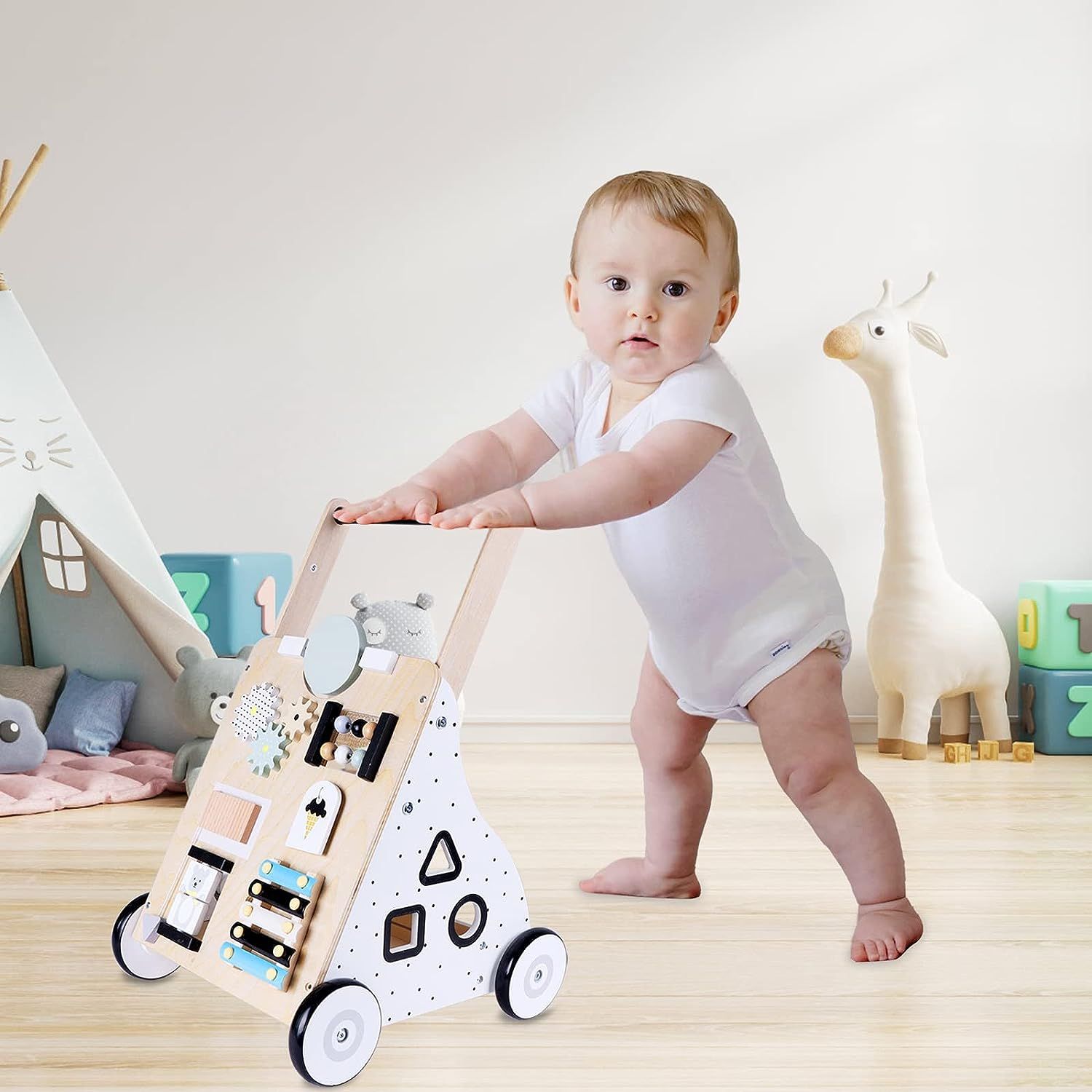 MyHarney Wooden Baby Walker Baby Push Walkers Push Toys for Babies