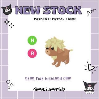 Neon Ride Highland Cow | Adopt Me! Roblox