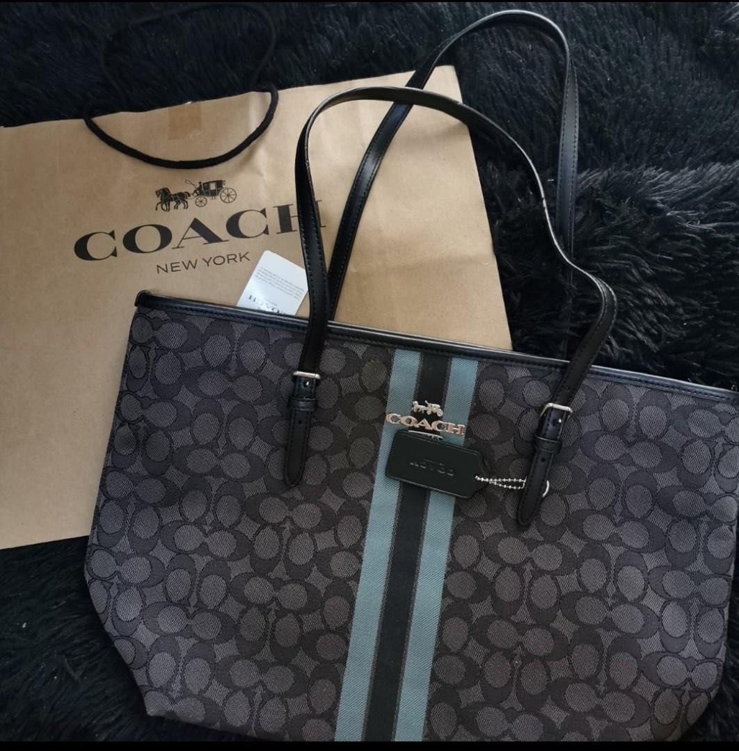 New Coach Original 39043 Black Zip Top Tote In Signature