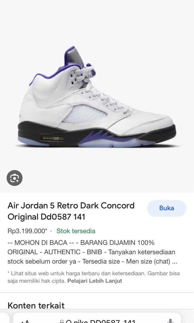 Nike air jordan 5 (dark concord)