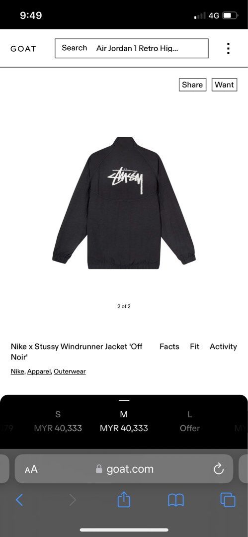 Buy Nike x Stussy Windrunner Jacket 'Off Noir' - CT4310 045