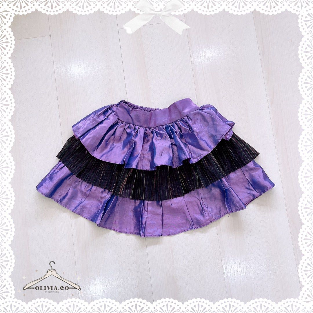 No brand fancy party silk like garterized bonga purple black