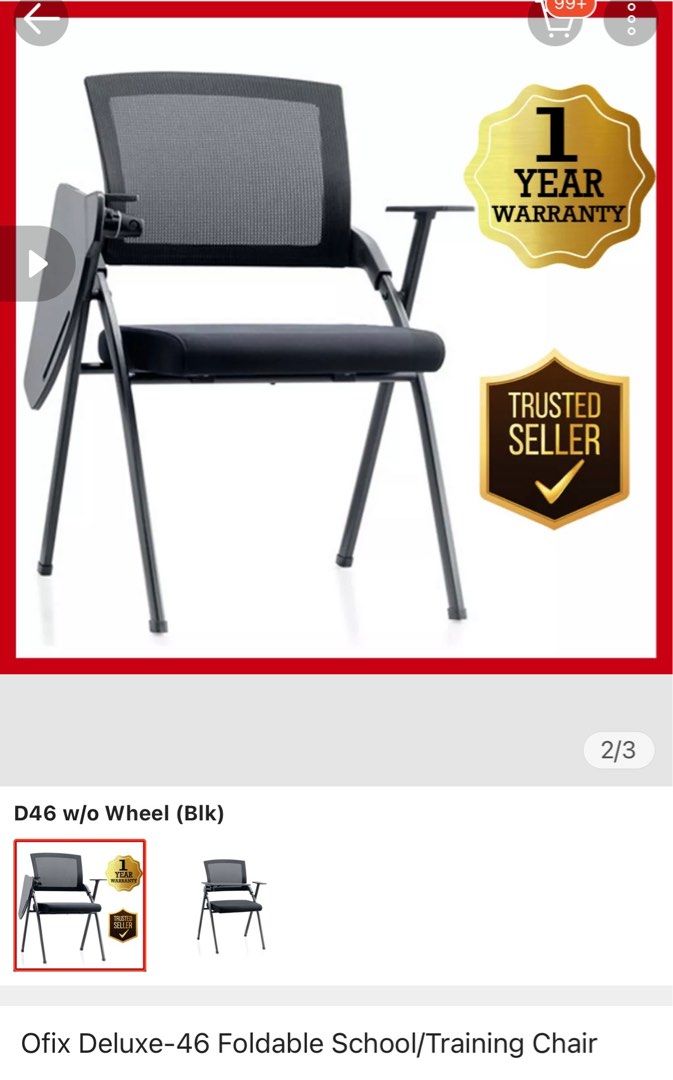 Foldable Student/Office Chair (Ofix Deluxe 46) , Furniture & Home