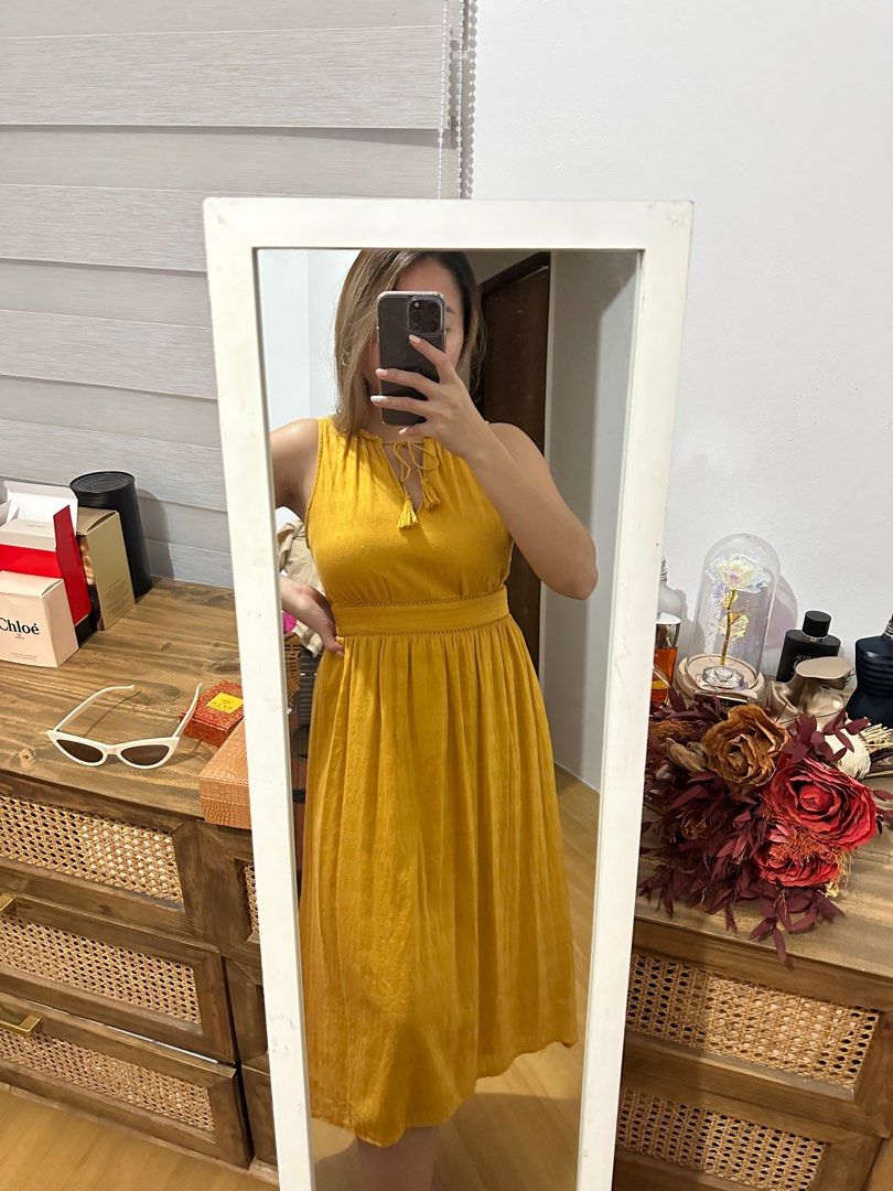 Old navy mustard yellow dress discount