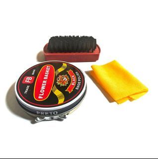 Paste Black Shoe Polish for Leather Shoes Wax Cream with Shine Brush