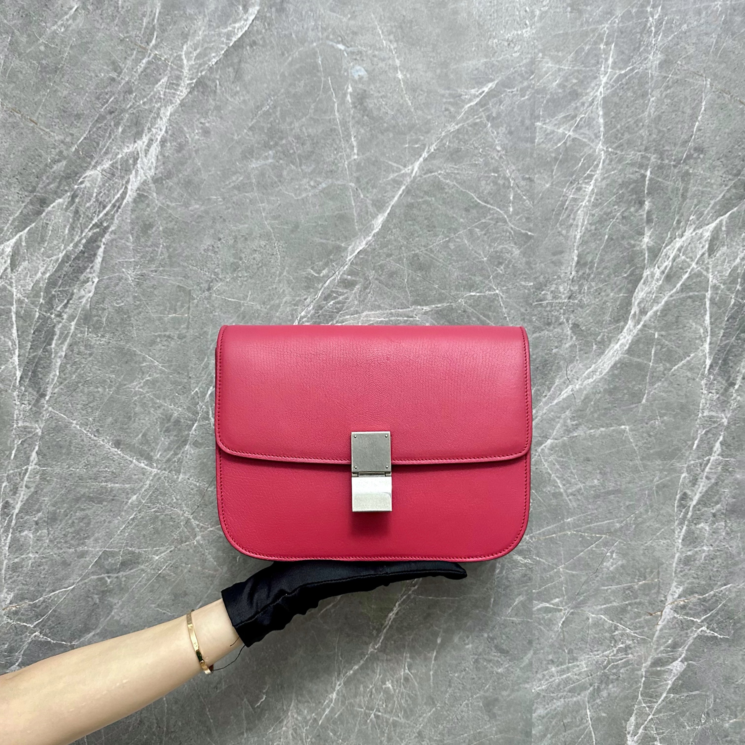 Celine box bag outlet silver hardware