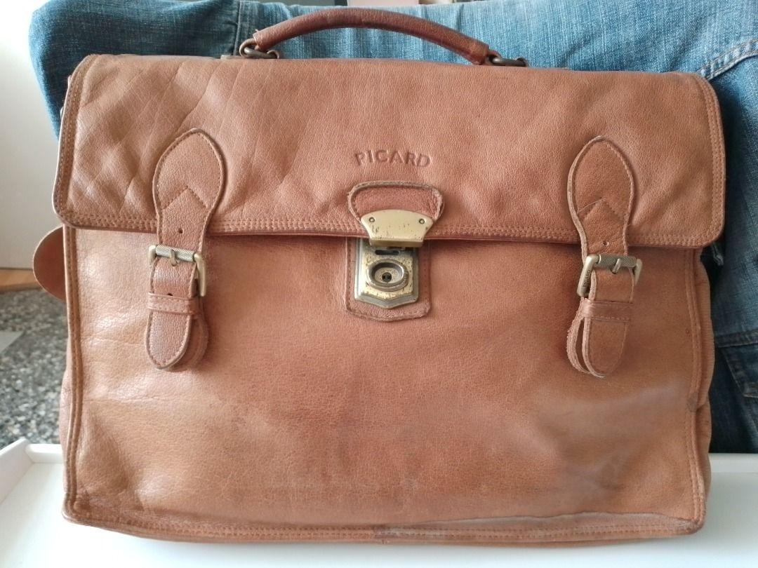 Bag, laptop bag, Vintage Picard, real leather