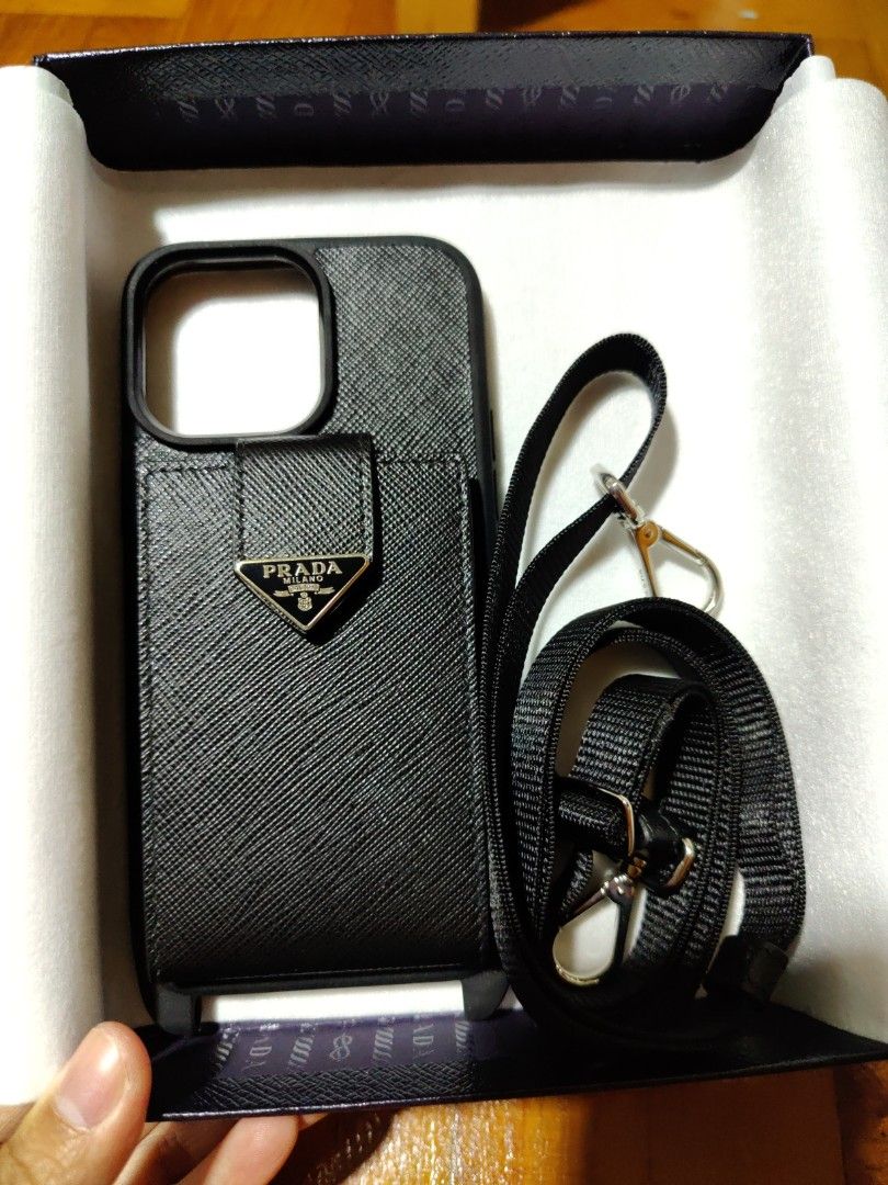 Prada Saffiano Leather iPhone 14 Pro Case - Black