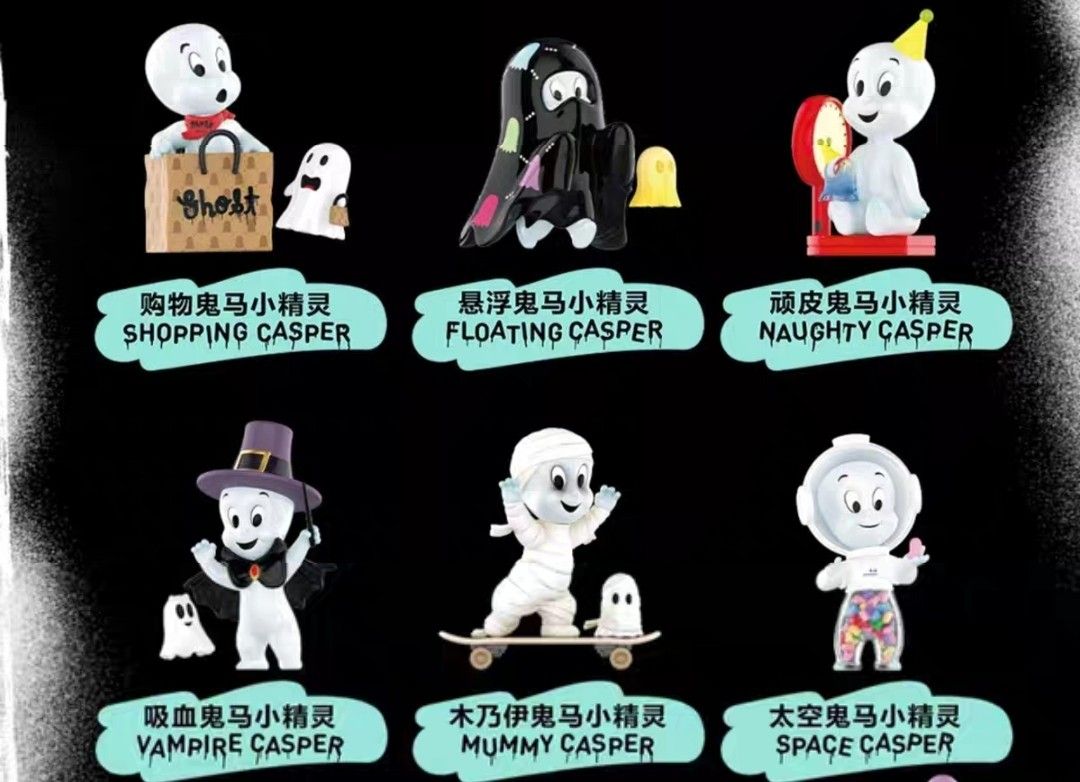 Preorder (Confirmed Design) Pop Mart popmart Popmart Casper x Trevor  Andrew (Shopping/Floating/Naughty/Vampire/Mummy/Space/YOO HOO/Party/Balloon/Love/Balloon/Candy/Shy  Casper Hidden Secret, Hobbies  Toys, Toys  Games on Carousell