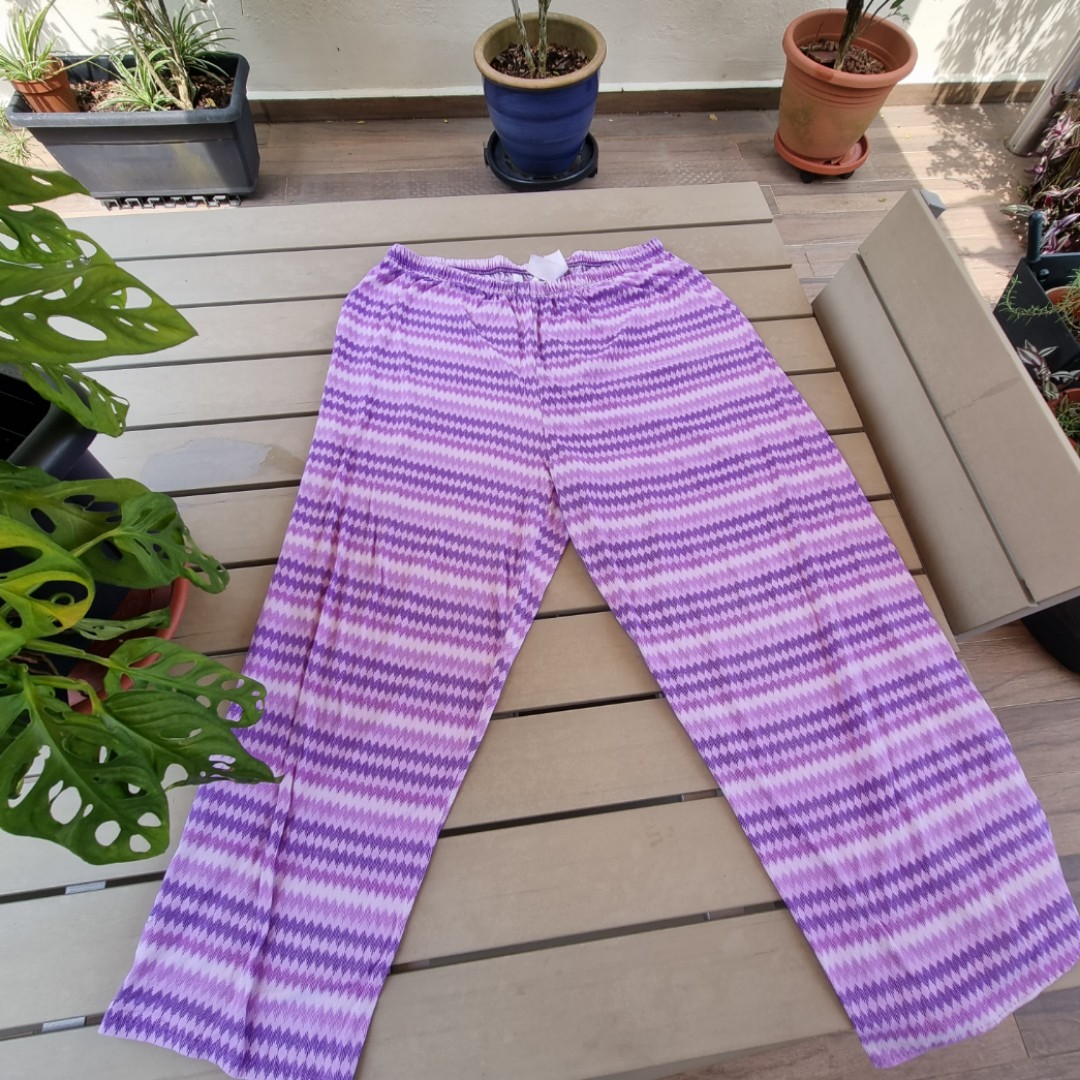 Purple Pajama Pants, Women's Fashion, Bottoms, Other Bottoms on Carousell