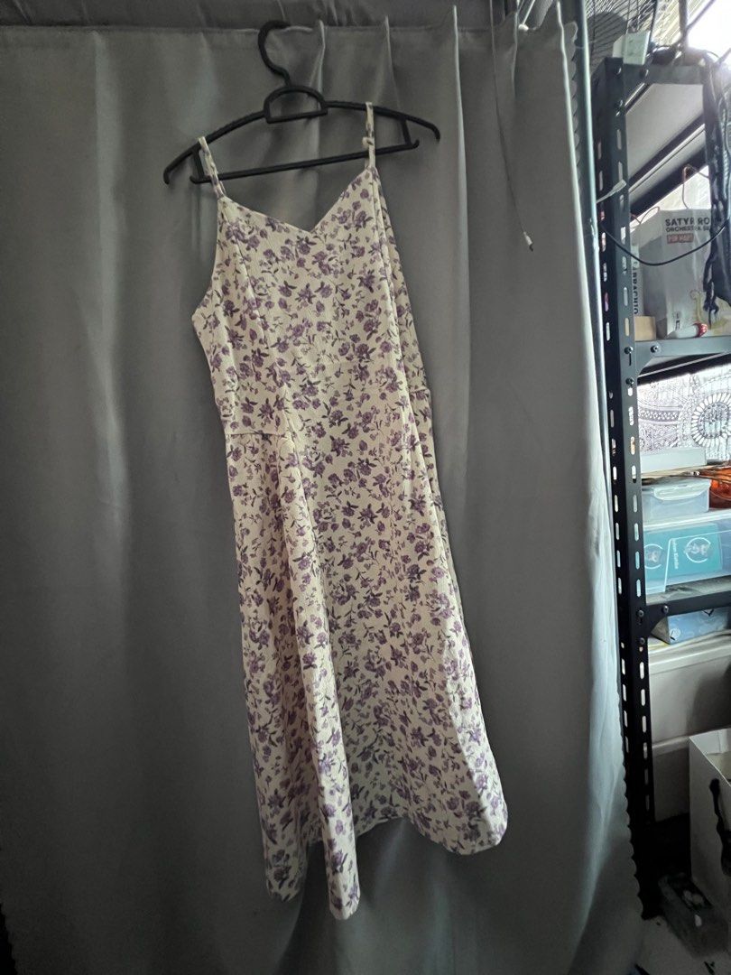 Purple floral cream dress Women s Fashion Dresses Sets