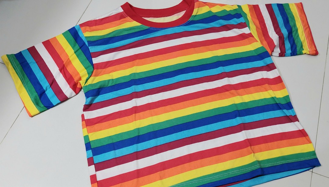 Rainbow stripe shirt on Carousell