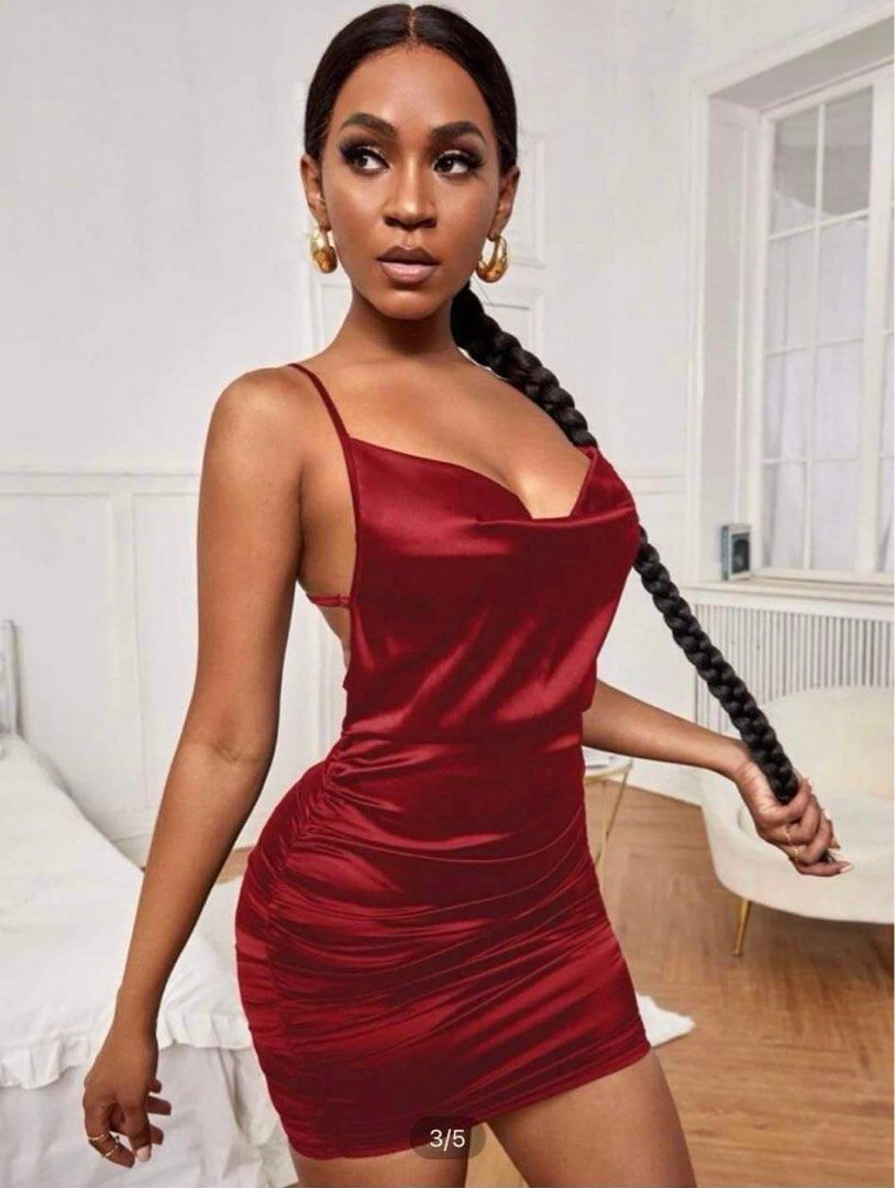 Red silk cocktail hotsell dress
