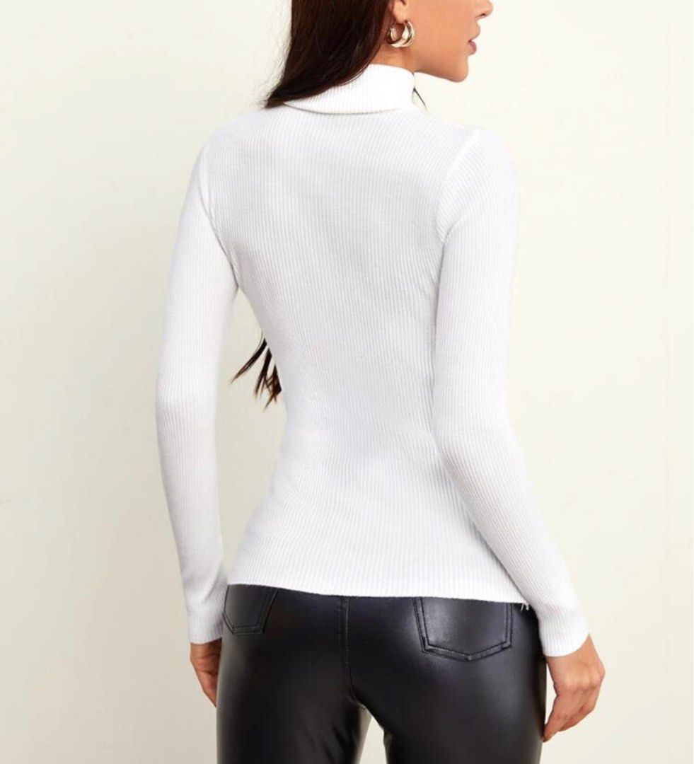 White long sleeve ribbed turtleneck online