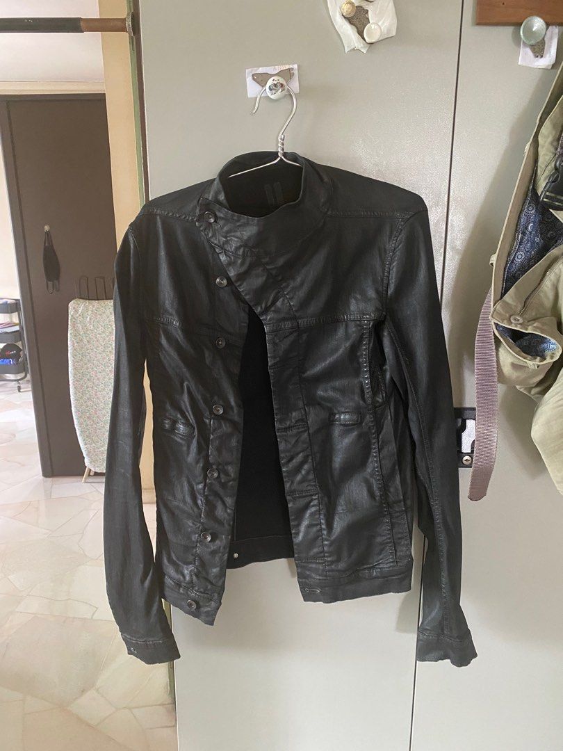 Rick Owens Waxed Black Denim Slave Jacket