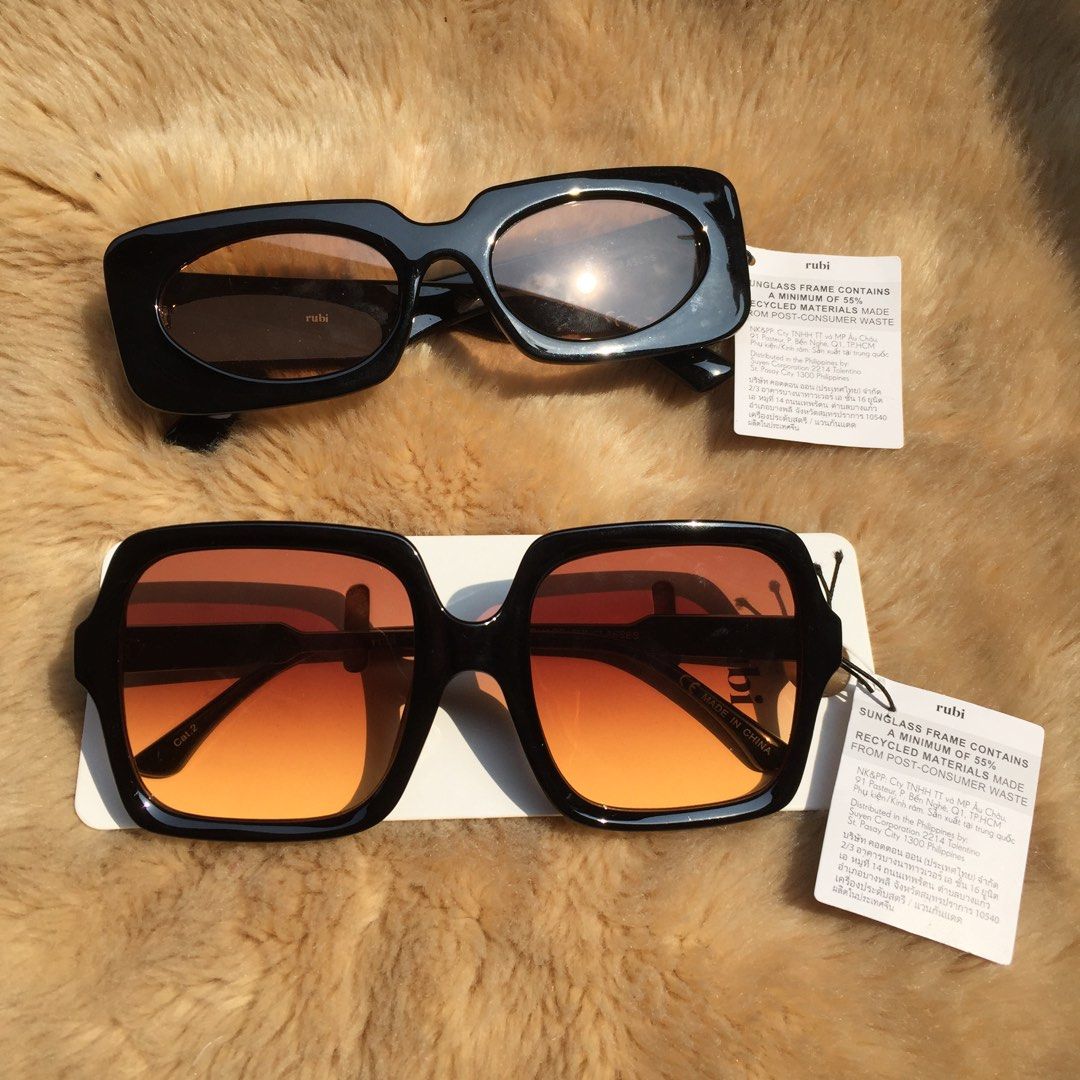 Rubi Oversized Square Thick Frame Brown Lens Tea Yellow Black