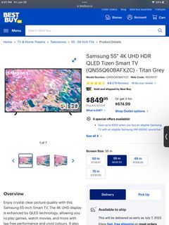 Samsung 50" 4K UHD HDR QLED Tizen Smart TV