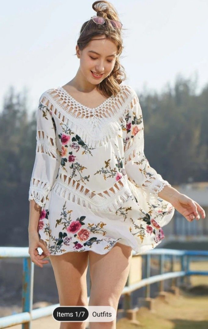 SHEIN Crochet Boho Cover Up Dress, Women's Fashion, Dresses & Sets, Dresses  on Carousell