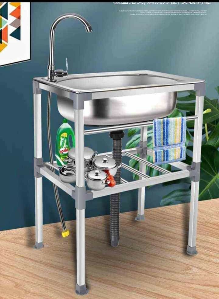 Stainless steel sinlge sink (Category: Outdoor Furniture) located in Manila. Submitted by saguittarian06 (Listing ID 1245748537, Image 1). Description: RESELLER:1600php :STAINLESS STEEL SINGLE SINK Stainless Steel Sink Kitchen Sink with Stand Platform Sink Single Sink Floor Shelf Operating Table Kitchen Sink 📌PRODUCT description ✔️Model: Sink Rack ✔️Material: Stainless steel ✔️easy to assemble ✔️Can be used in kitchens, warehouses, backyards, di