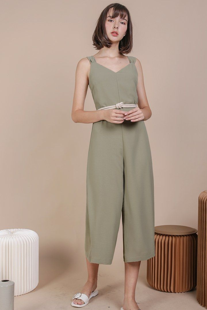 The Tinsel Rack Ria Jumpsuit in Sage Green, Women's Fashion, Dresses