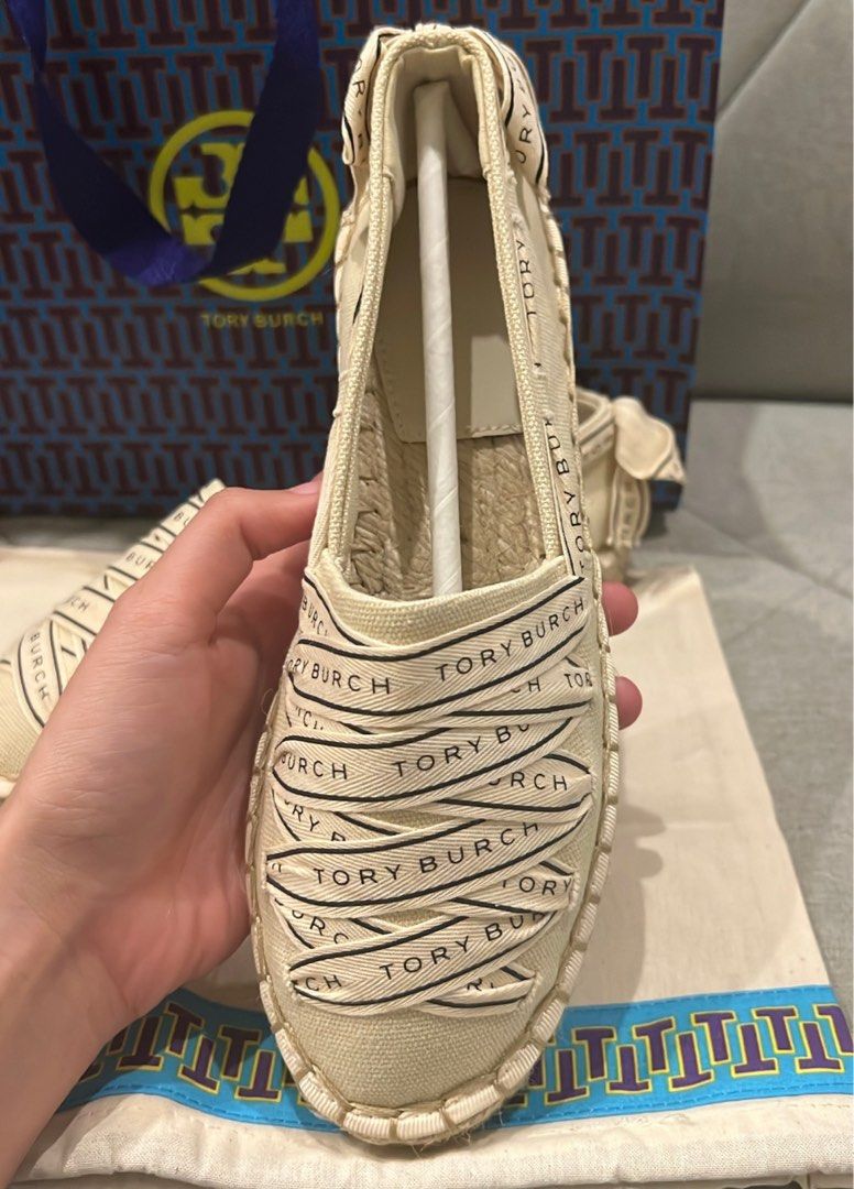 TORY BURCH Logo Ribbon Espadrille Flats EU36 US5 Luxury