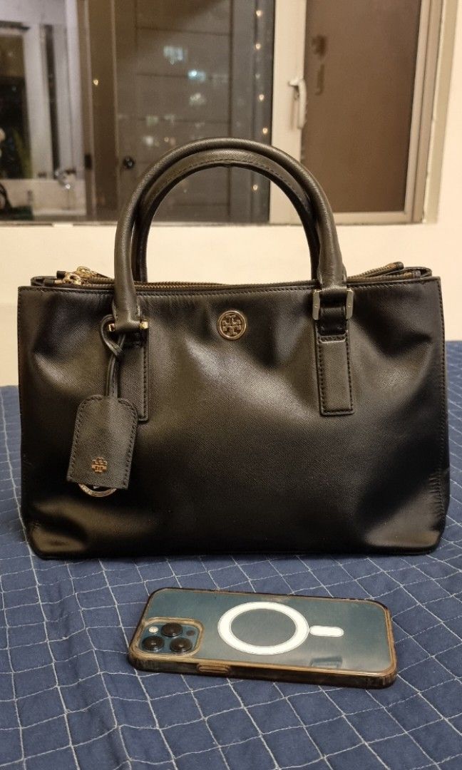 Tory Burch Saffiano Leather Robinson Double Zip Large Tote (SHF
