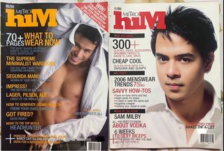 Vintage Metro Him 2005 to 2006 Magazines - John Lloyd Cruz & Rafael Rosell Covers