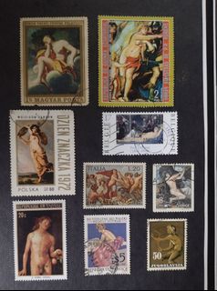 Worldwide Stamps :  Nudes , set of 9 v. , all different