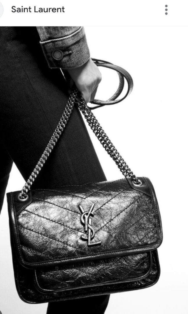 Ysl niki medium in crinkled vintage leather clearance