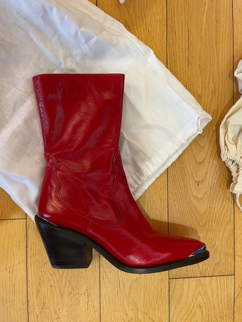 Zara red cowboy hot sale boots