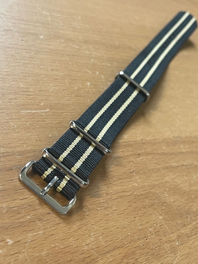 20mm NATO Strap - Black with Tan lines, Men&rsquo;s Fashion, Watches