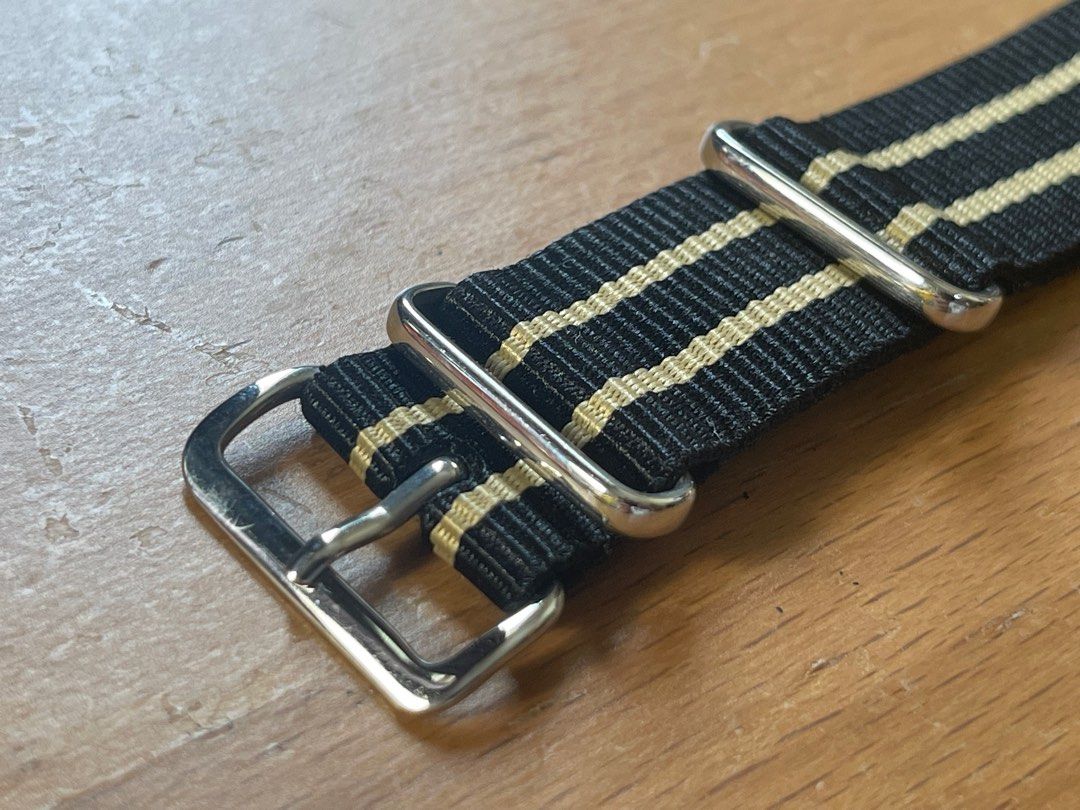 20mm NATO Strap - Black with Tan lines, Men&rsquo;s Fashion, Watches