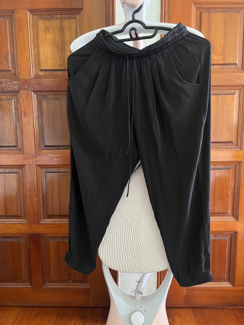 385 Ramy Brook Black Silk Athleisure joggers like Sezane Women s Fashion Bottoms Other Bottoms on Carousell