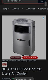 3D AC-2003 Eco Cool 20 Liters Air Cooler