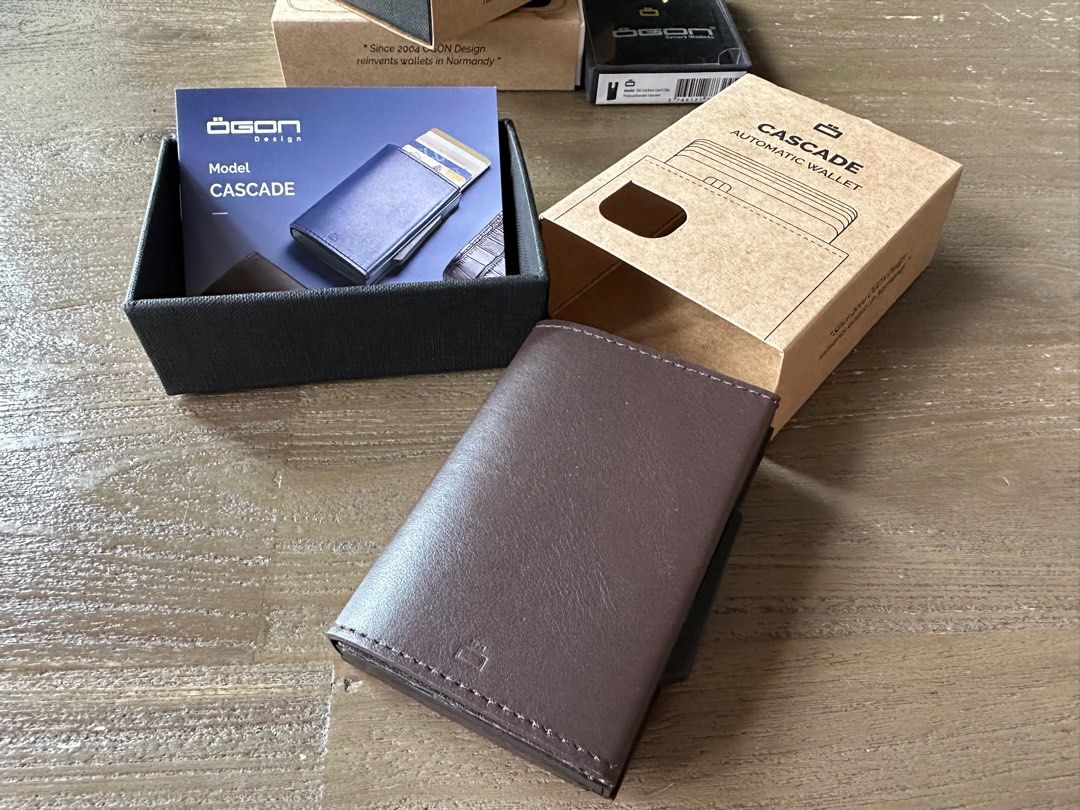 🇫🇷 Made in France 法國製造Ögon 卡夾皮革錢包CASCADE SLIM ZIPPER Wallet RFID, 男裝,  手錶及配件, 銀包、卡片套- Carousell