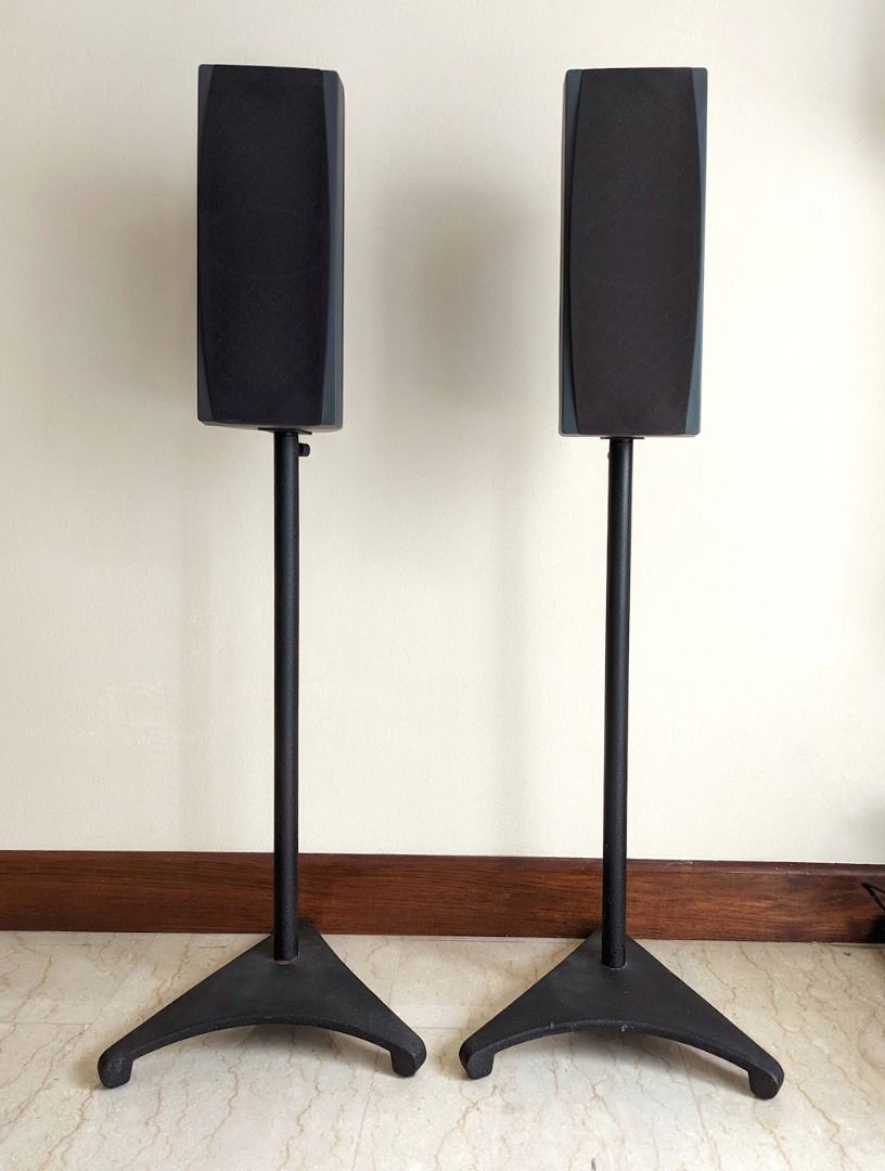 A pair of Cambridge Soundworks MC300 speakers with stands, Audio