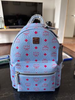 MCM Brand Stark Visetos Backpack Blue Bell 11 Brand New Authentic 