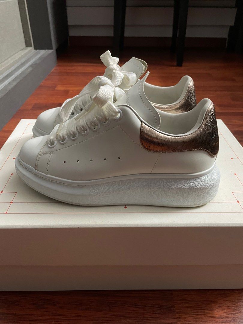 Alexander mcqueen trainers rose gold online