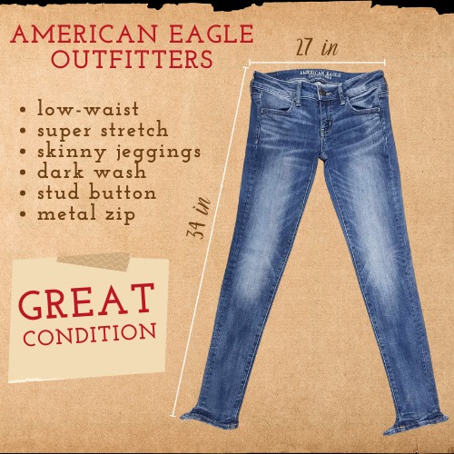 American Eagle Jean Jeggings Super Stretch Womens Size 14 Dark Wash Blue