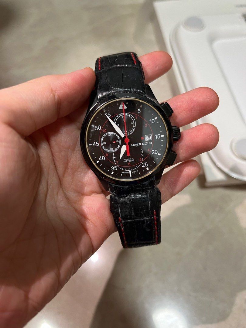 Aries Gold Inspire Aviation Pilot G 727 BKR RED watch Men s Fashion Watches Accessories Watches on Carousell