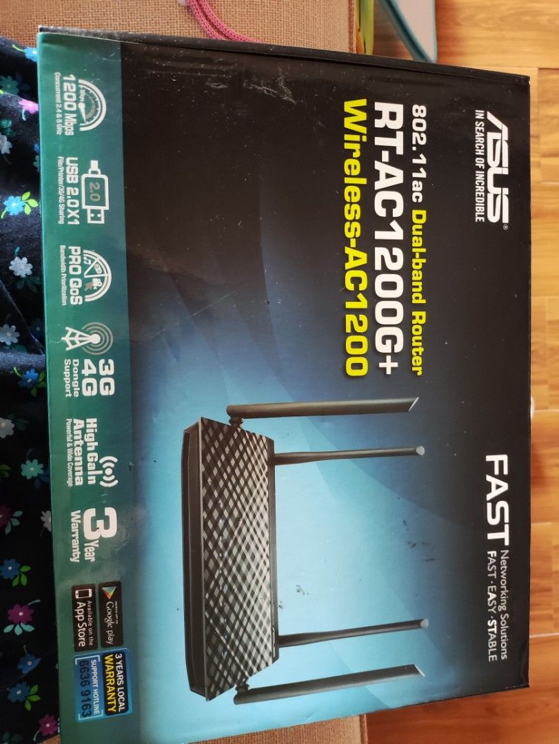 BEST DEAL!!!Asus wireless router (Category: Networking) located in Makati City. Submitted by stargazer2016 (Listing ID 1245794800, Image 1). Description: • Network Standard IEEE 802.11a, IEEE 802.11b, IEEE 802.11g, IEEE 802.11n, IEEE 802.11ac, IPv4, IPv6 • Product Segment AC1200 enhanced AC performance : 300+867 Mbps • Coverage Medium homes • Data Rate 802.11n : up to 300 Mbps 802.11ac : up to 867 Mbps • Antenna External 5 dBi antenna x 4 *Antenn