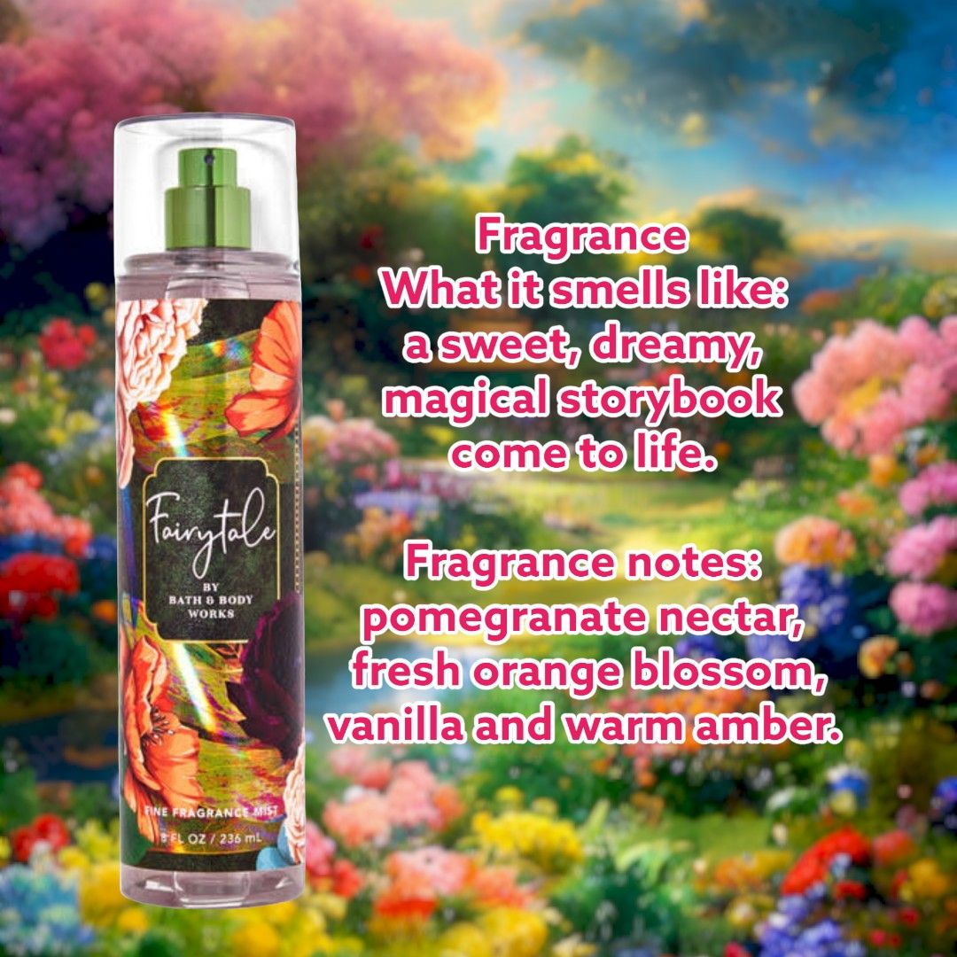Authentic Bath & Body Works Fairytale (Category: Fragrance & Deodorants) located in Las Pinas. Submitted by shimmers_stuff (Listing ID 1245960601, Image 2). Description: Guaranteed Authentic Bath & Body Works Fairytale; 236ml Mixed from USA & Canada > We do not sell fakes > No paper bag included > ‼️Bawal sa m.a.a.r.t.e. Hindi po lahat ay perfect ang packaging and also the liquid level hindi pantay pantay. As is po yan from in store shop or onlin