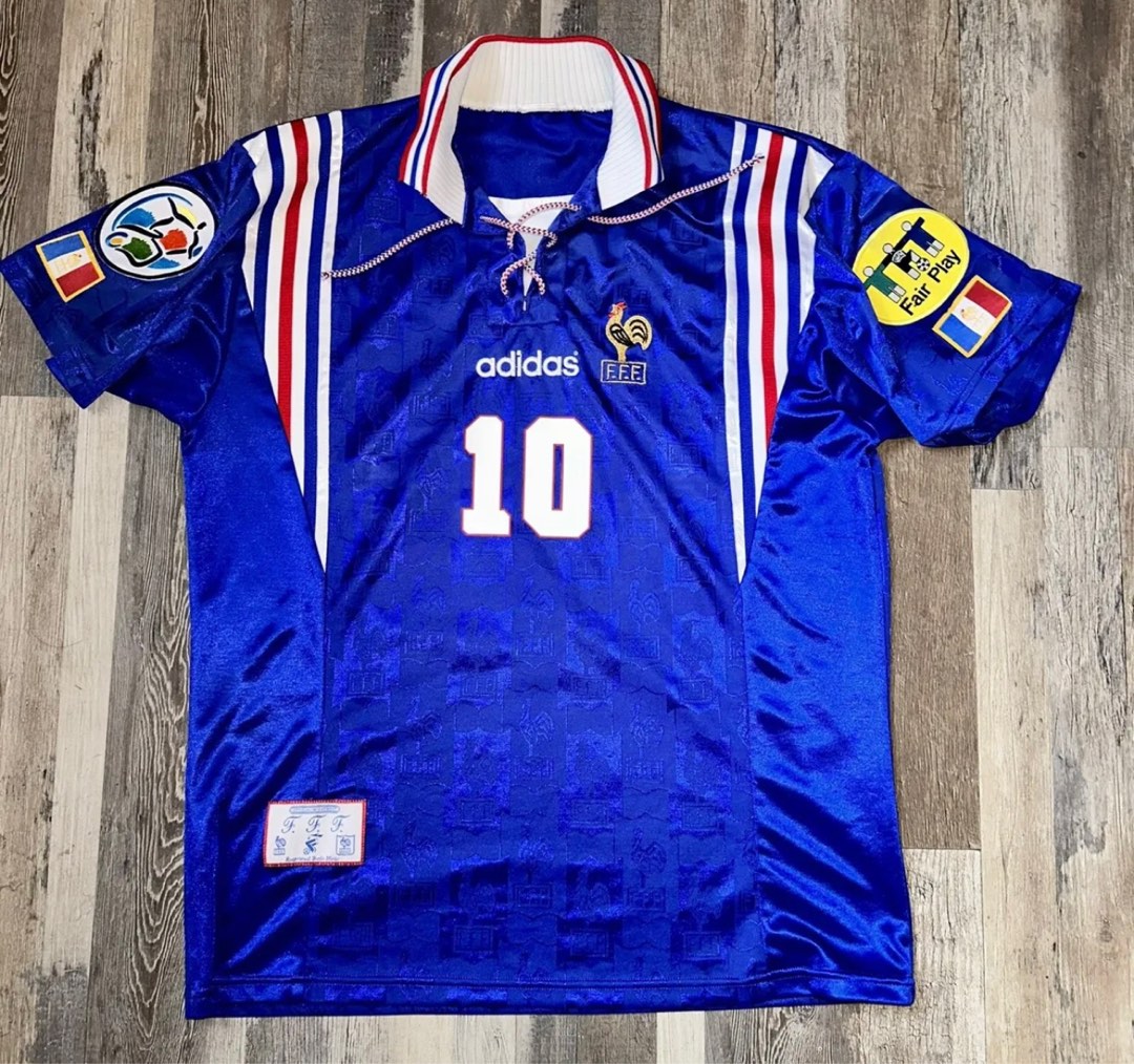 ウェア #10 ZIDANE France 1996 Soccer Uniform NWT ZIDANE 10 L FRANCE NATIONAL TEAM 1996 Maillot Home