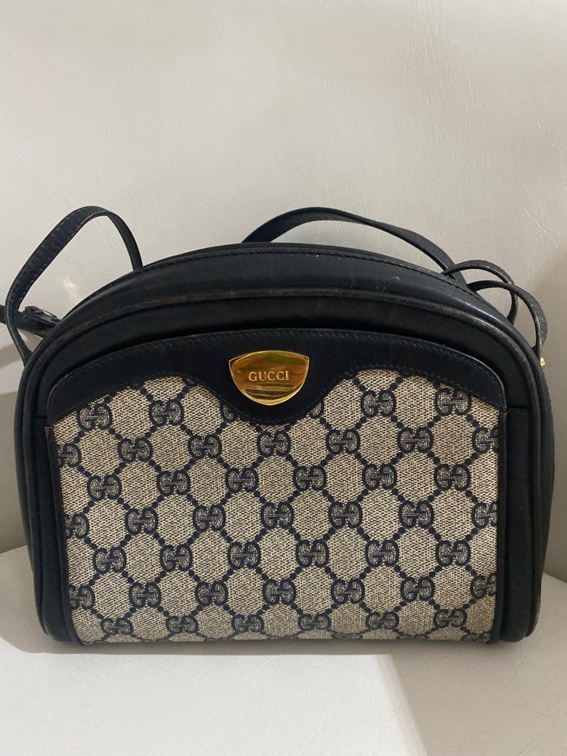 Authentic Gucci vintage sling bag (Category: Luxury Bags & Wallets) located in Paranaque City. Submitted by french21closet (Listing ID 1245891026, Image 1). Description: Authentic Gucci vintage sling bag rare style gold hardware “Please expect sign of usage and manage your expectations” For serious takers only PM me if interested: 0917-4506853.