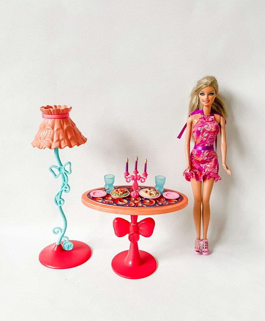 Barbie Glam Dining Room Furniture and Doll Set MINUS THE 2 CHAIRS Hobbies Toys Toys Games on Carousell