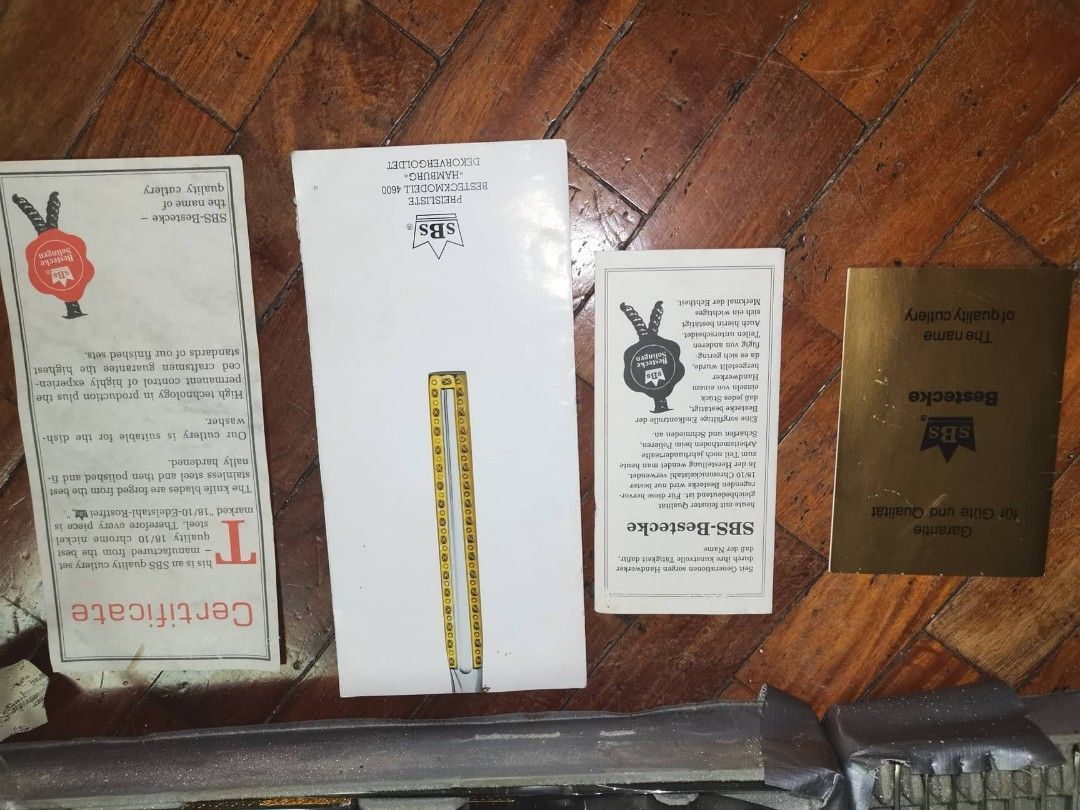 24k gold Bestecke Sbs Solingen 72 pcs (Category: Other Kitchenware & Tableware) located in Quezon City. Submitted by cmvbbell5 (Listing ID 1245637190, Image 3). Description: Bestecke Solingen SBS 72PCS SET 24k gold plated With certificate With Samsung attache case.